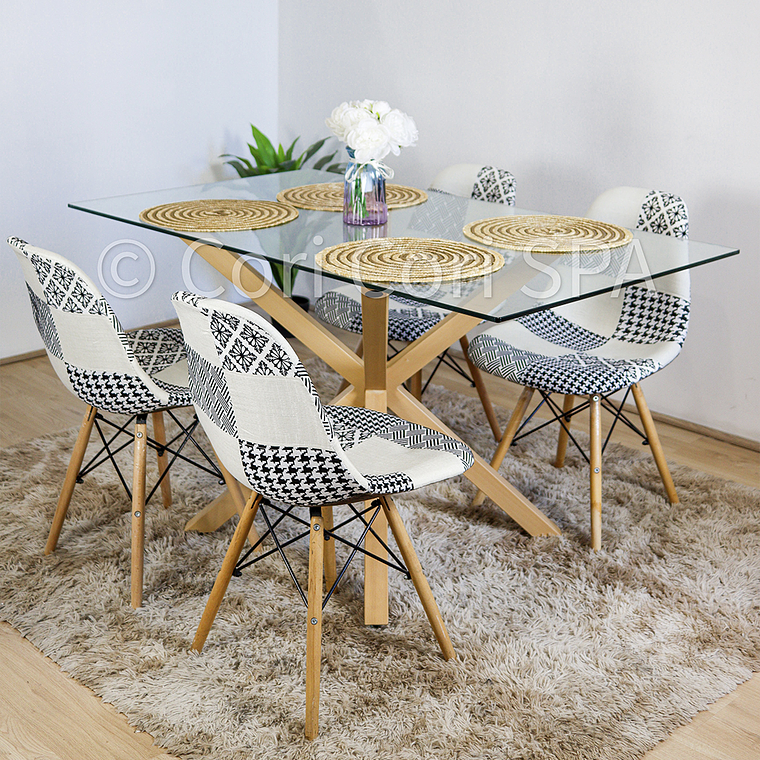 Comedor Madrid 140x80cms  + 4 Sillas Eames Patchwork  3