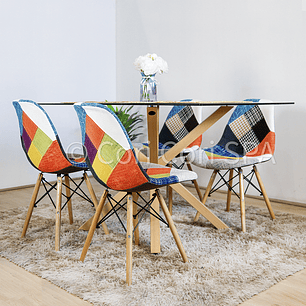Comedor Madrid 140x80cms  + 4 Sillas Eames Patchwork 