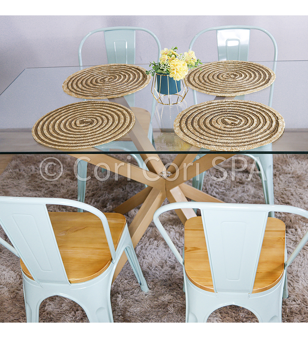 Comedor Madrid 140x80cms + 4 Sillas Tolix Asiento de Madera