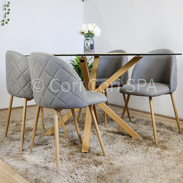 Comedor Madrid 140x80cms + 4 Sillas Bread Lino 1