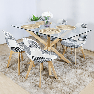 Comedor Madrid 140x80cms + 4 Silla  Patchwork Wood 
