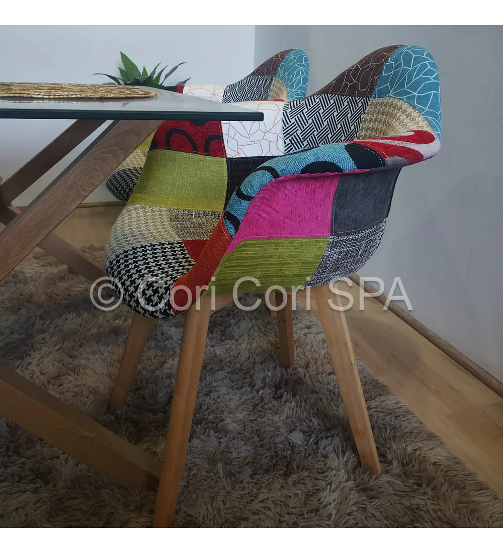 Comedor Medlock 140x90cm + 4 Butacas Patchwork Multicolor