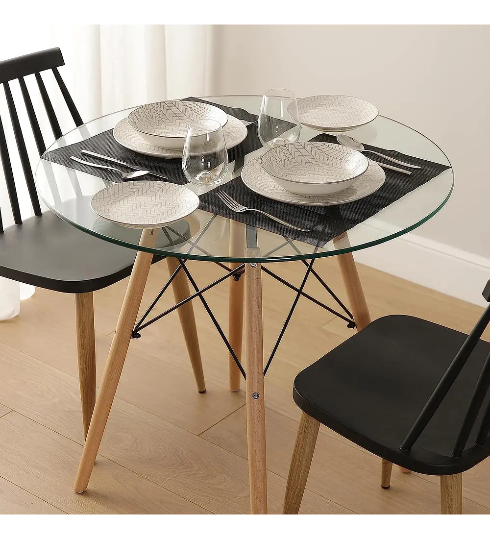 Mesa Eames Vidrio Redonda 80cm 