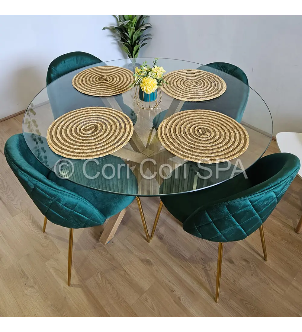 Comedor Warwick 120cm + 4 Sillas Bread Gold 