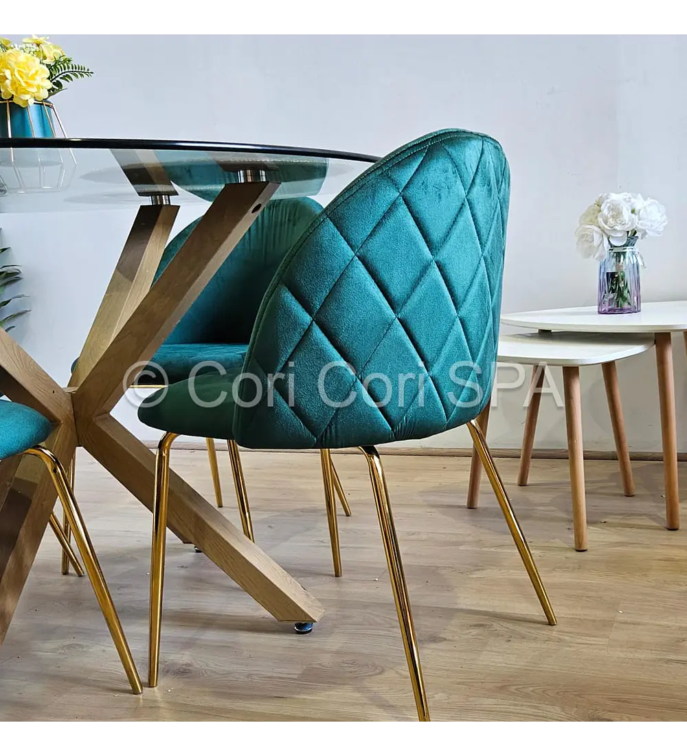 Comedor Warwick 120cm + 4 Sillas Bread Gold 