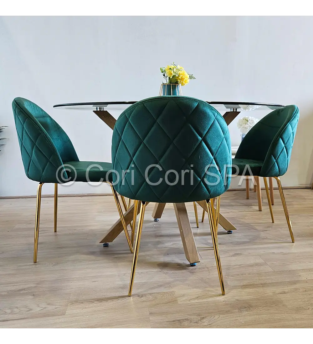 Comedor Warwick 120cm + 4 Sillas Bread Gold 