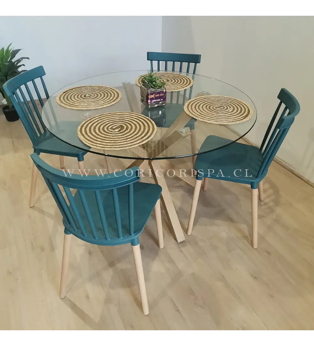 Comedor Warwick 100cm + 4 Sillas Windsor 