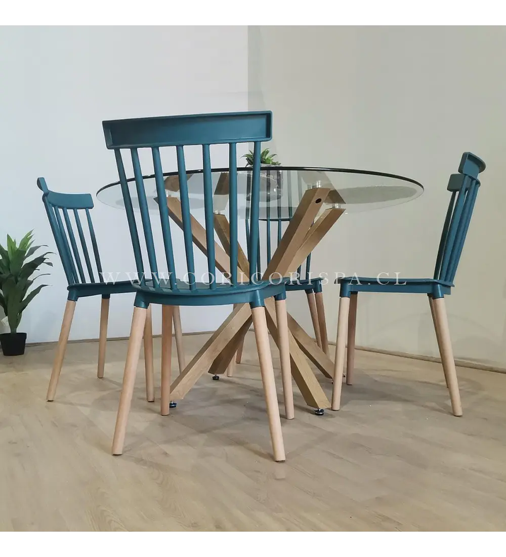 Comedor Warwick 100cm + 4 Sillas Windsor 