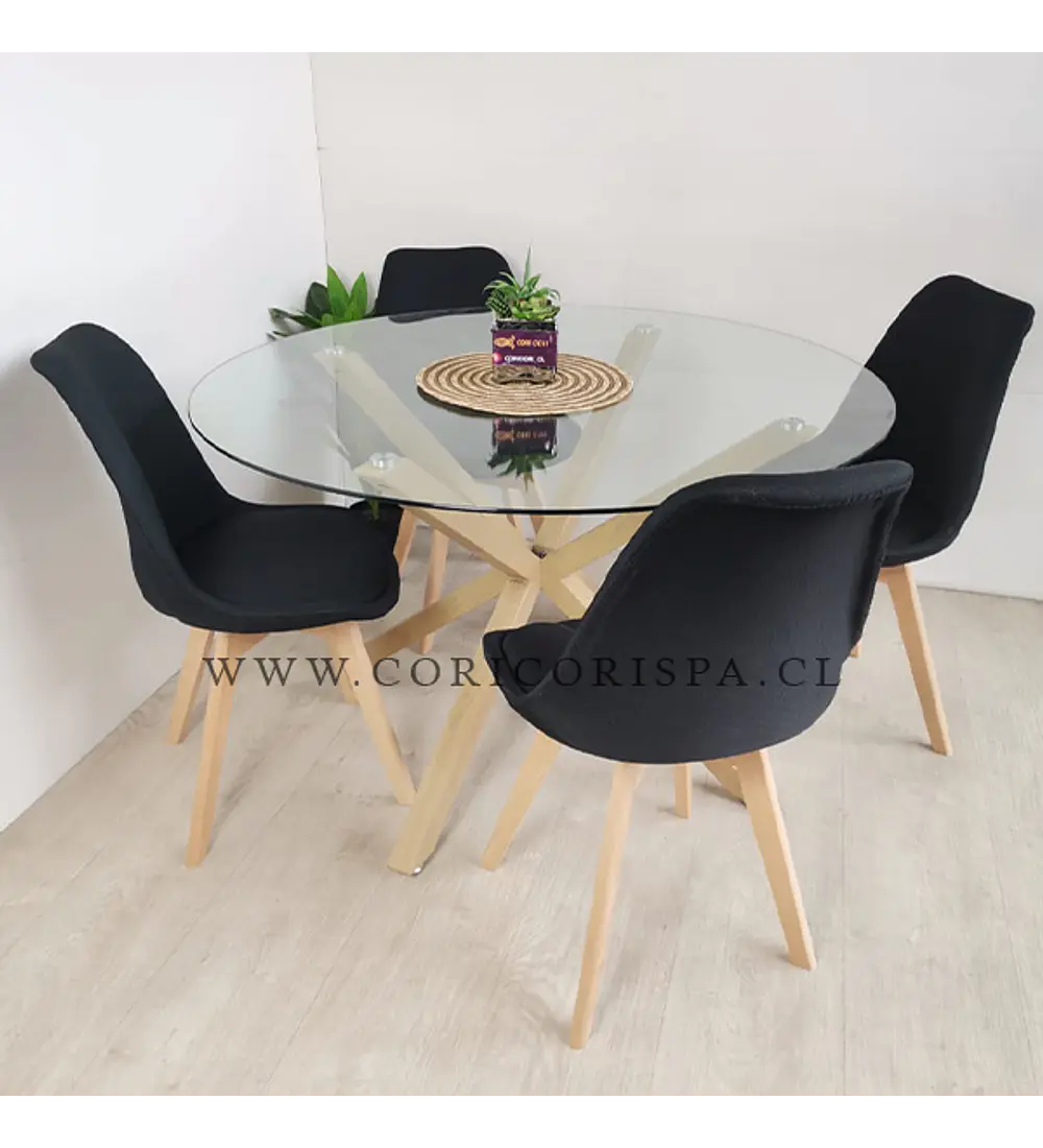 Comedor Warwick 100cms + 4 Tulip Lino