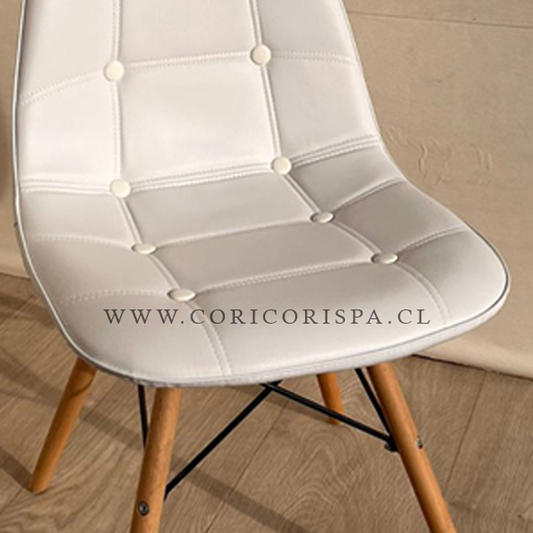 Comedor Warwick 100cms + 4 Sillas Capitonne Eames Ecocuero 5