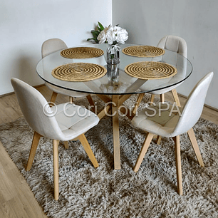 Comedor Warwick 100cm + 4 Silla Capitonné Velvet 