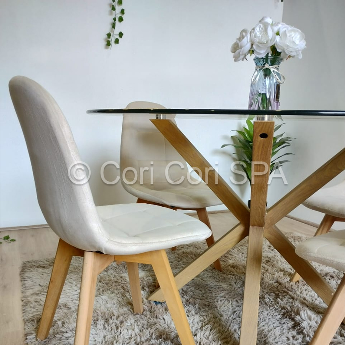 Comedor Warwick 100cm + 4 Silla Capitonné Velvet  7