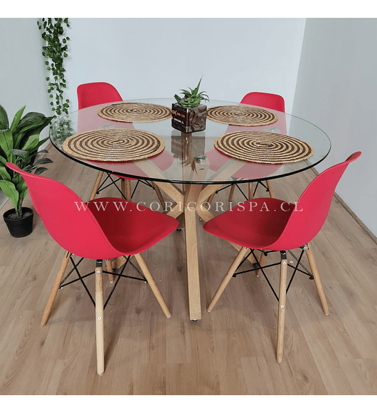 Comedor Warwick 100cm  + 4 sillas eames 