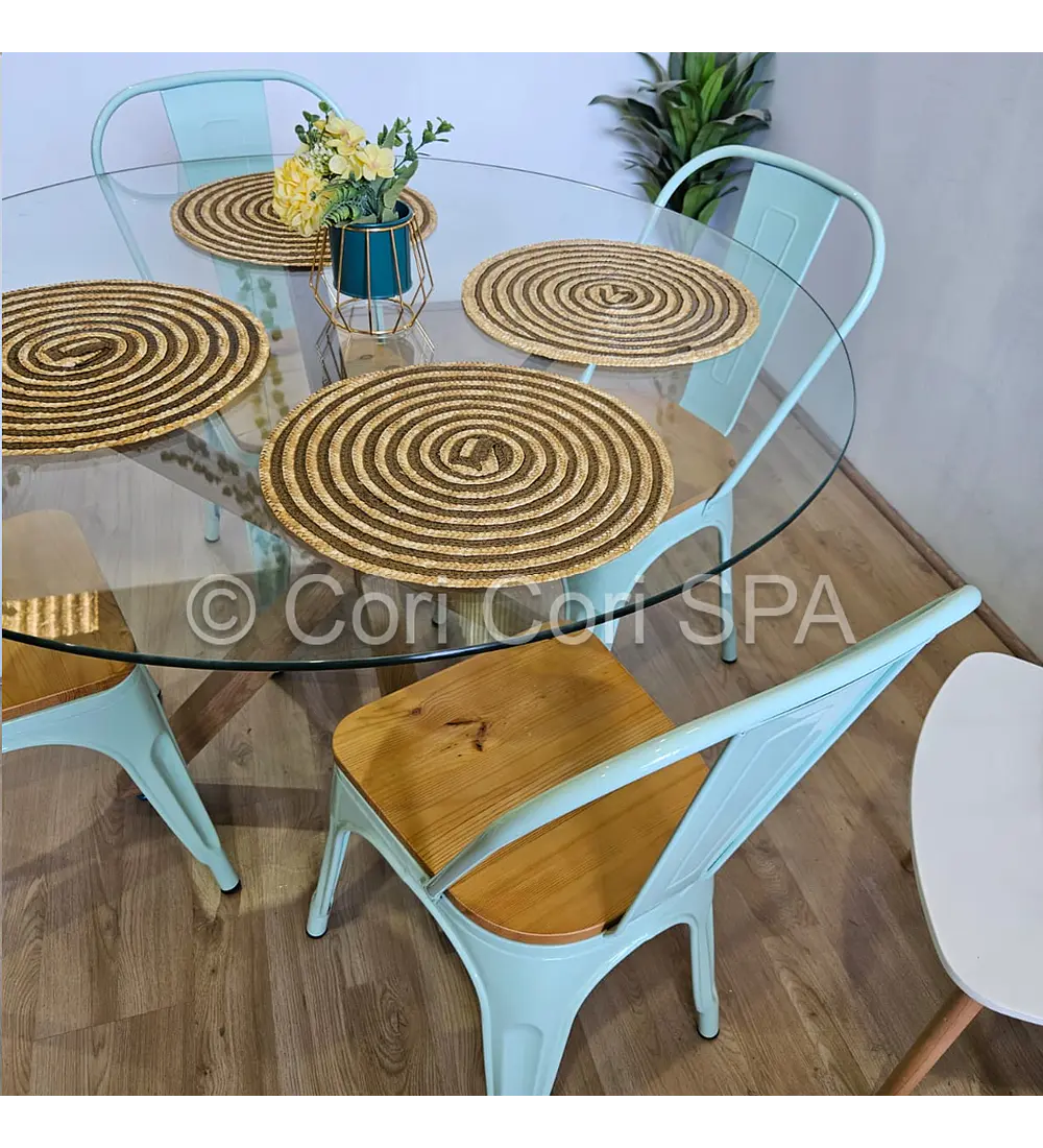 Comedor Warwick 100cms + 4 Silla Tolix Asiento de Madera 