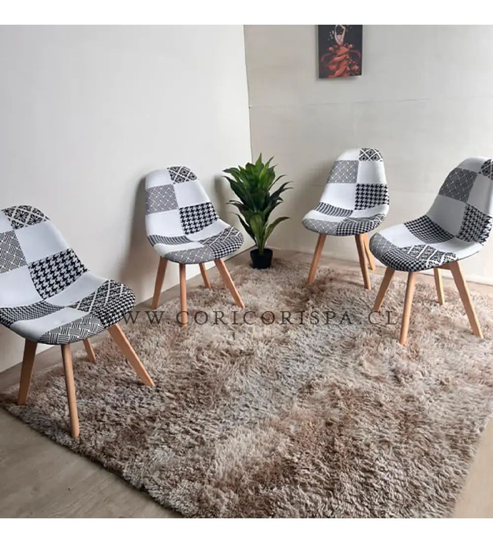Comedor Warwick 100cms + 4 Sillas Patchwork Wood