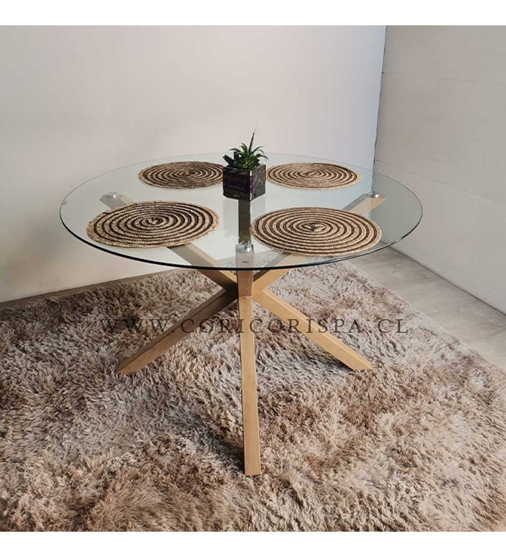 Comedor Warwick 100cms + 4 sillas patchwork wood