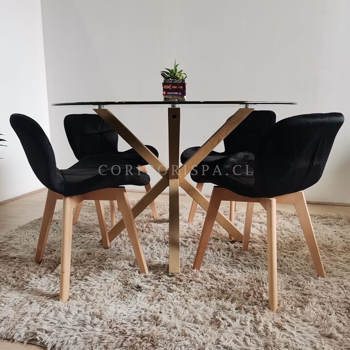 Comedor Warwick 100cm + 4 Sillas Mariposa Velvet  5