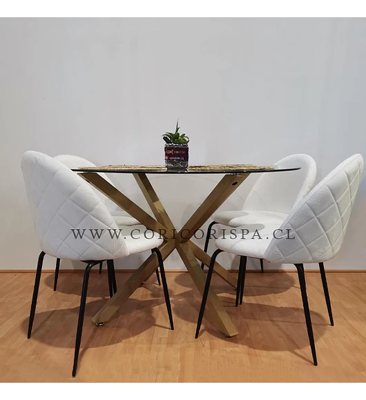 Comedor Warwick 100cms + Sillas Black Velvet Fine