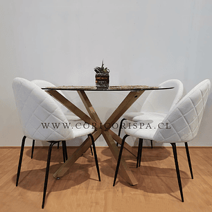 Comedor Warwick 100cms + Sillas Black Velvet Fine