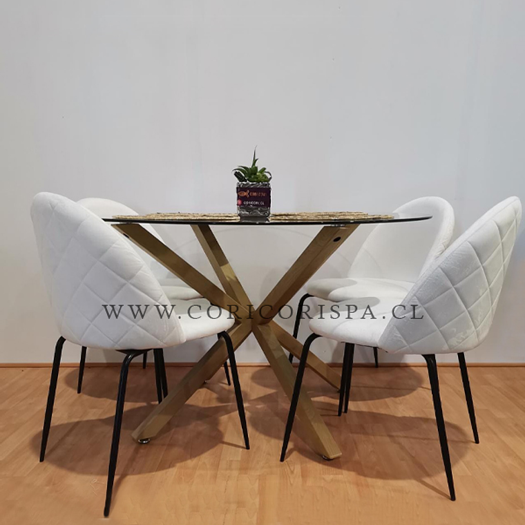 Comedor Warwick 100cms + Sillas Black Velvet Fine 1