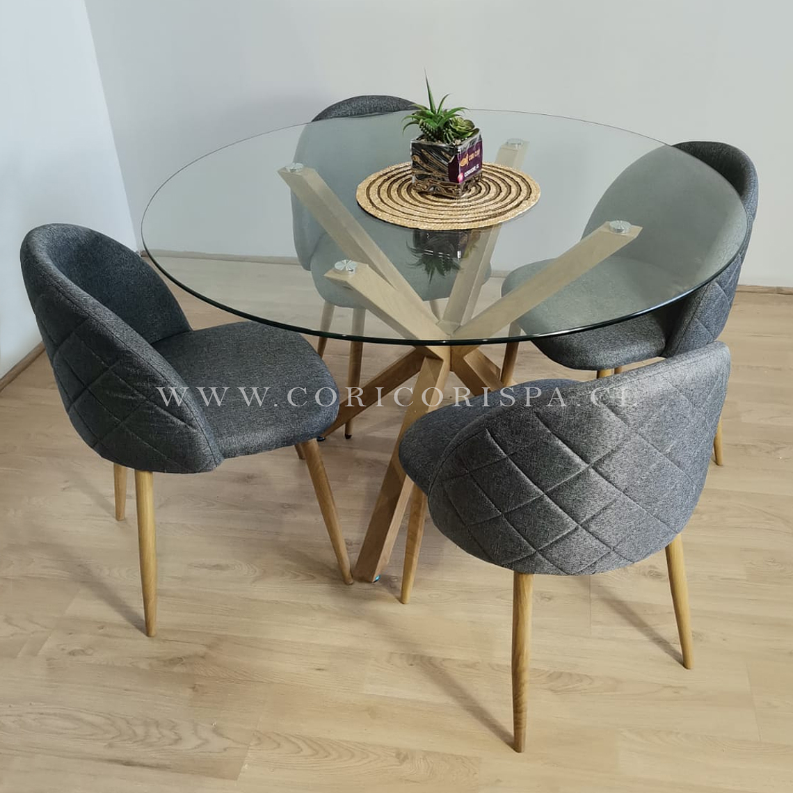 Comedor Warwick 100cms + 4 Sillas Bread Lino 2