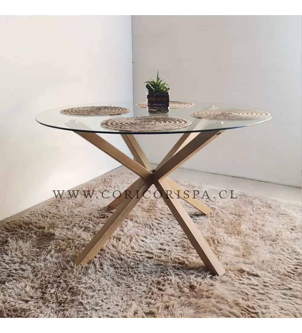 Comedor Warwick 100cms + 4 Sillas Bread Lino Wood
