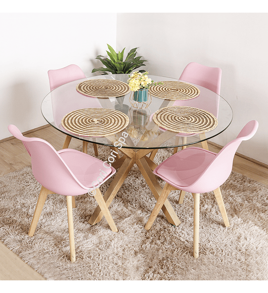 Comedor Warwick 100 cms + 4 Sillas Tulip