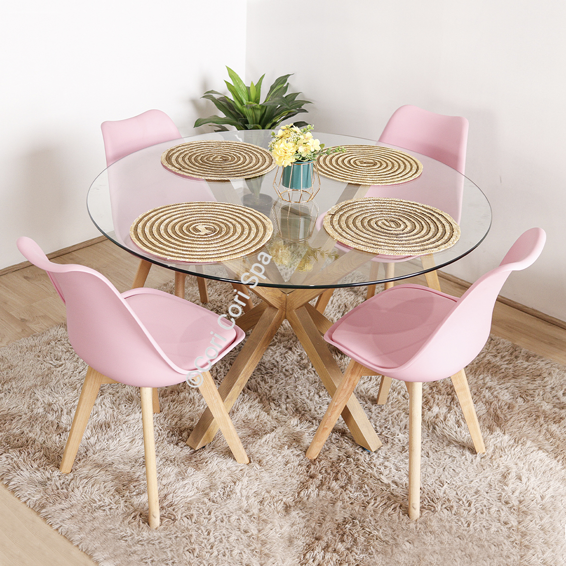 Comedor Warwick 100 cms + 4 Sillas Tulip 1