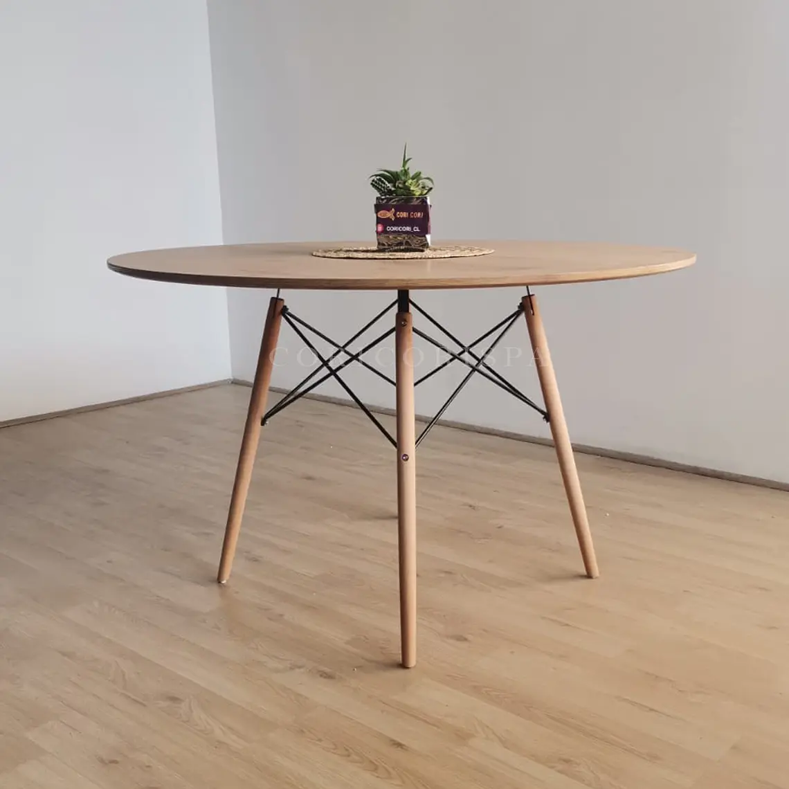 Comedor Mesa Wood 100cm + 4 Sillas Bread Lino Wood 8