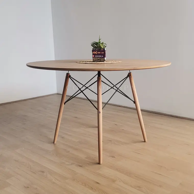 Comedor Mesa Wood 100cm + 4 Sillas Bread Lino Wood 8