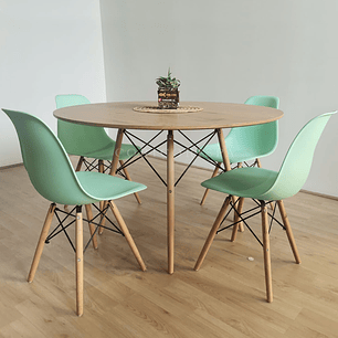 Comedor Mesa Wood 100cm + 4 Sillas Eames