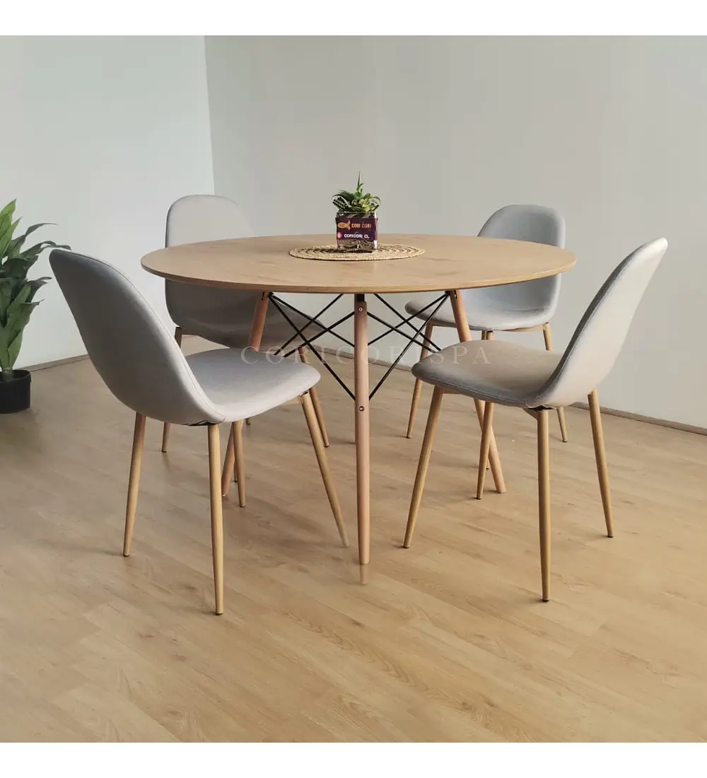 Comedor Mesa Wood 100cm +  4 Sillas Scoop 