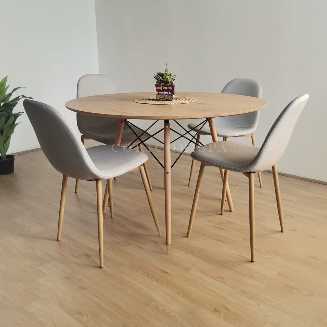 Comedor Mesa Wood 100cm +  4 Sillas Scoop  1
