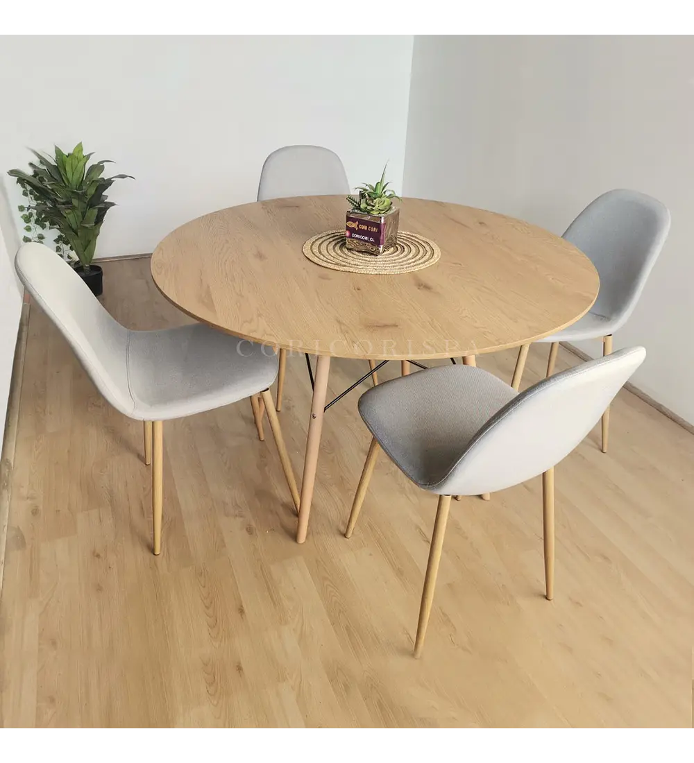 Comedor Mesa Wood 100cm +  4 Sillas Scoop 