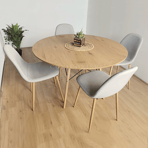 Comedor Mesa Wood 100cm +  4 Sillas Scoop 
