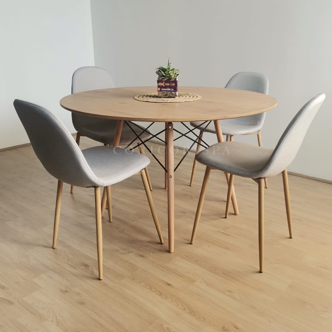 Comedor Mesa Wood 100cm +  4 Sillas Scoop  4