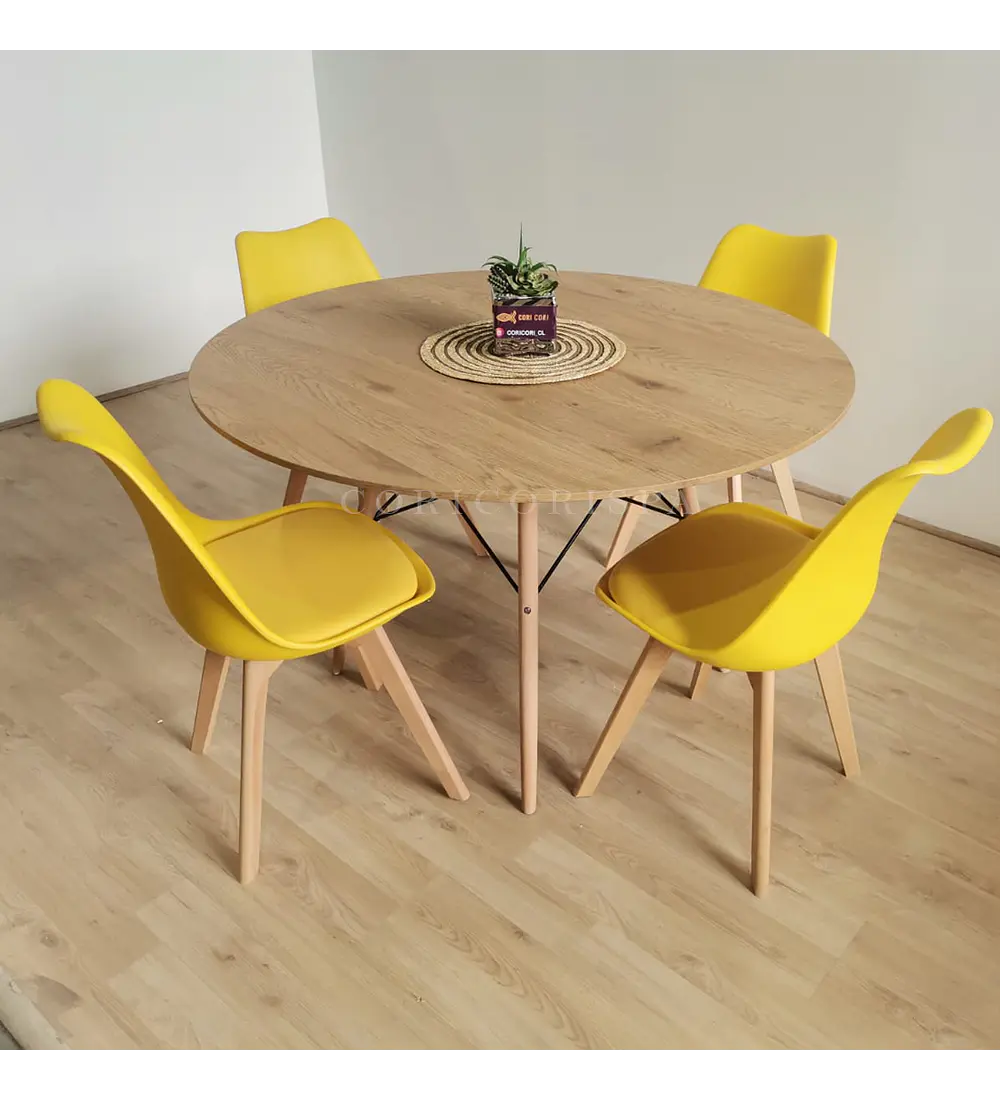 Comedor Mesa Wood 100cm + 4 Sillas Tulip  