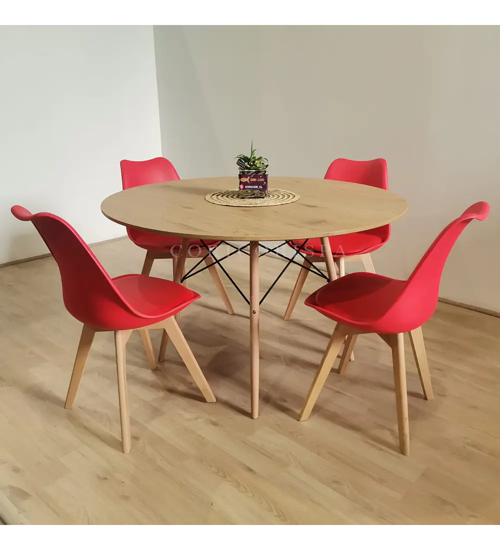 Comedor Mesa Wood 100cm + 4 Sillas Tulip  