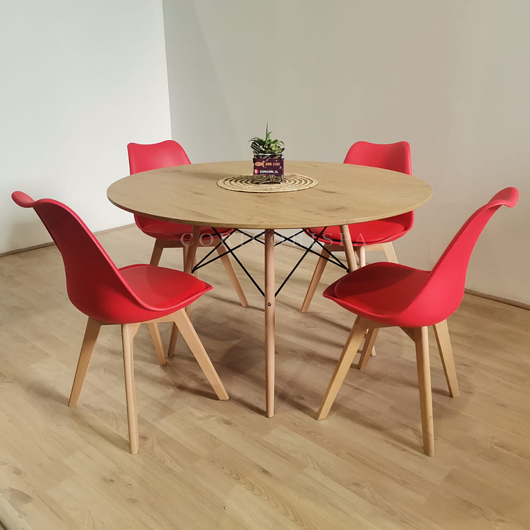 Comedor Mesa Wood 100cm + 4 Sillas Tulip   5