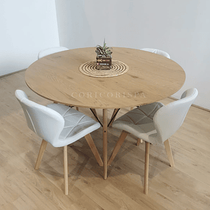 Comedor Mesa Wood 100cm + 4 Sillas Mariposa Ecocuero Wood