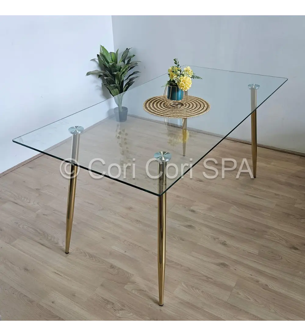 Mesa de Vidrio Rubi Gold 160x80cm