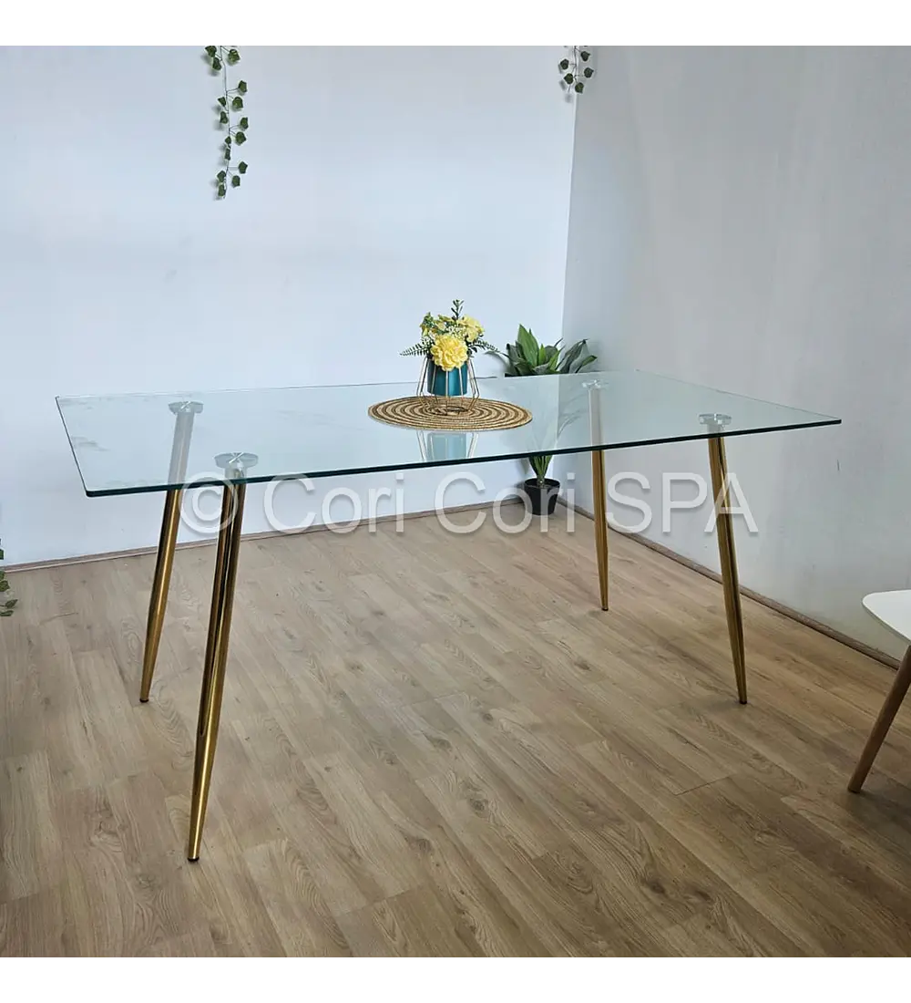 Mesa de Vidrio Rubi Gold 160x80cm