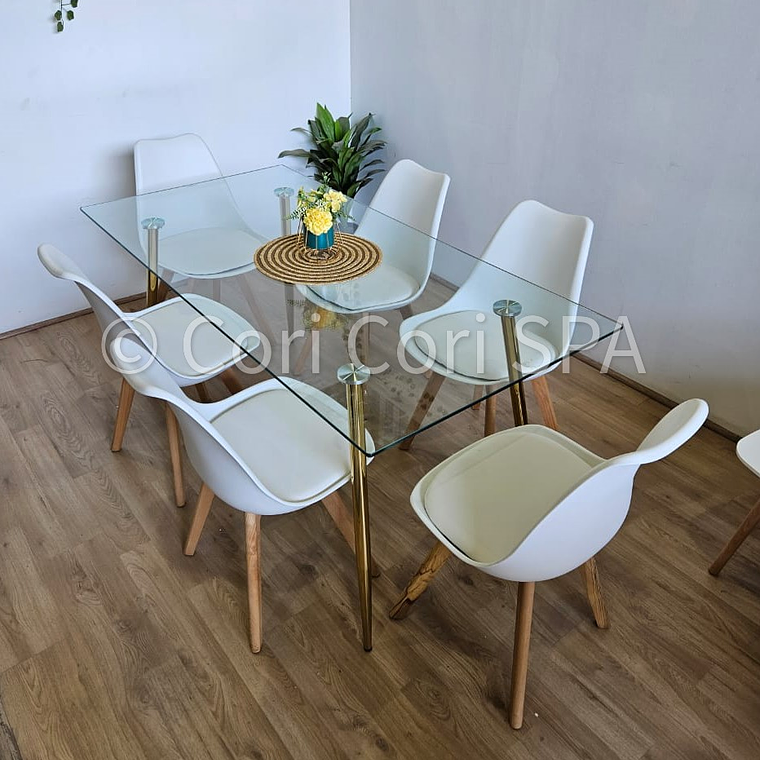 Comedor Rubi Gold 160x80cms + 6 Sillas Tulip 5