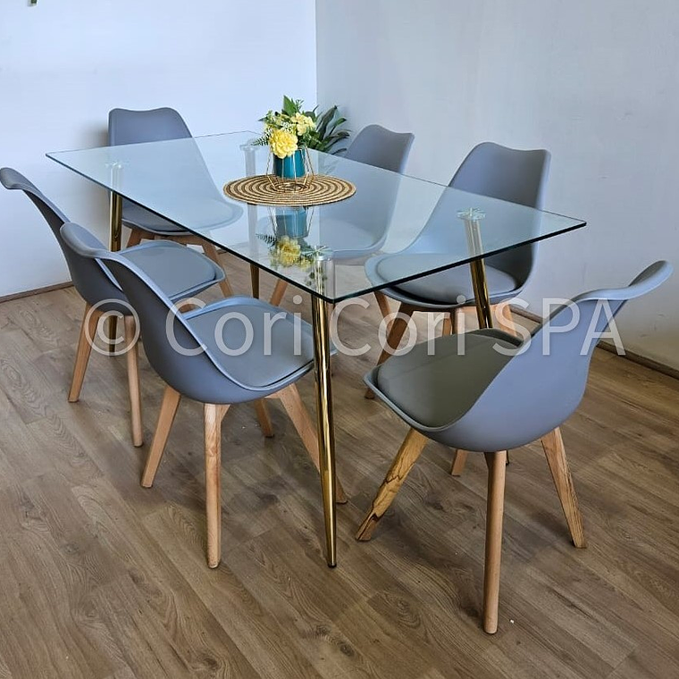 Comedor Rubi Gold 160x80cms + 6 Sillas Tulip 6