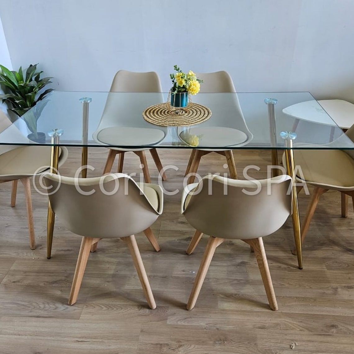 Comedor Rubi Gold 160x80cms + 6 Sillas Tulip 7