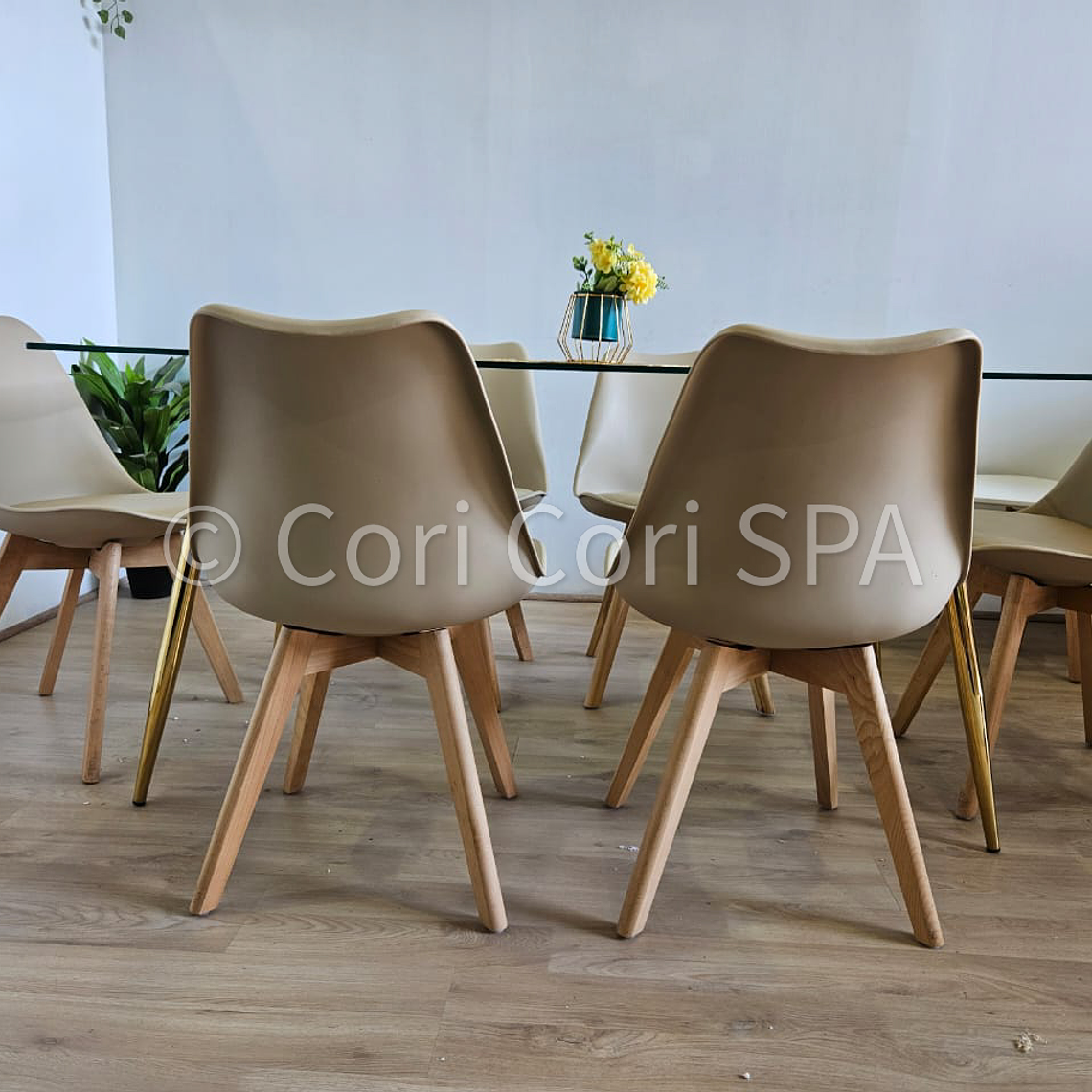 Comedor Rubi Gold 160x80cms + 6 Sillas Tulip 12