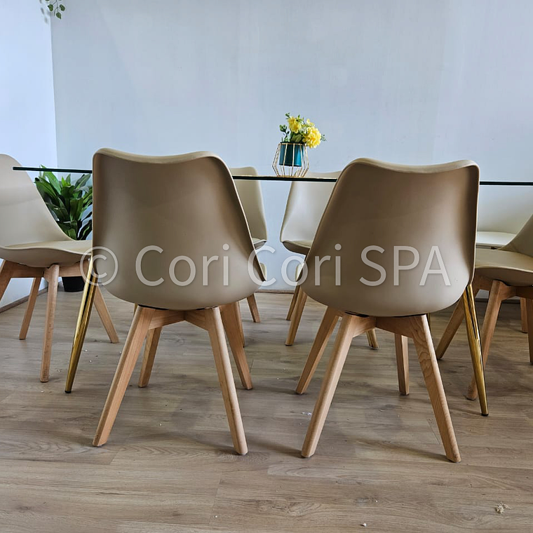 Comedor Rubi Gold 160x80cms + 6 Sillas Tulip 12