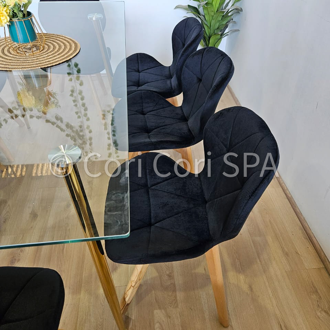 Comedor Rubi Gold 160x80cms  + 8 Sillas Mariposa Velvet  11