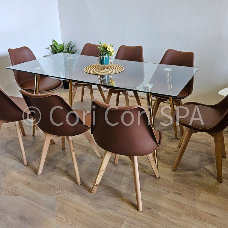 Comedor Rubi Gold 160x80cms  + 8 Sillas Tulip 9