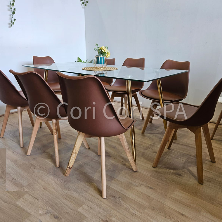 Comedor Rubi Gold 160x80cms  + 8 Sillas Tulip 11